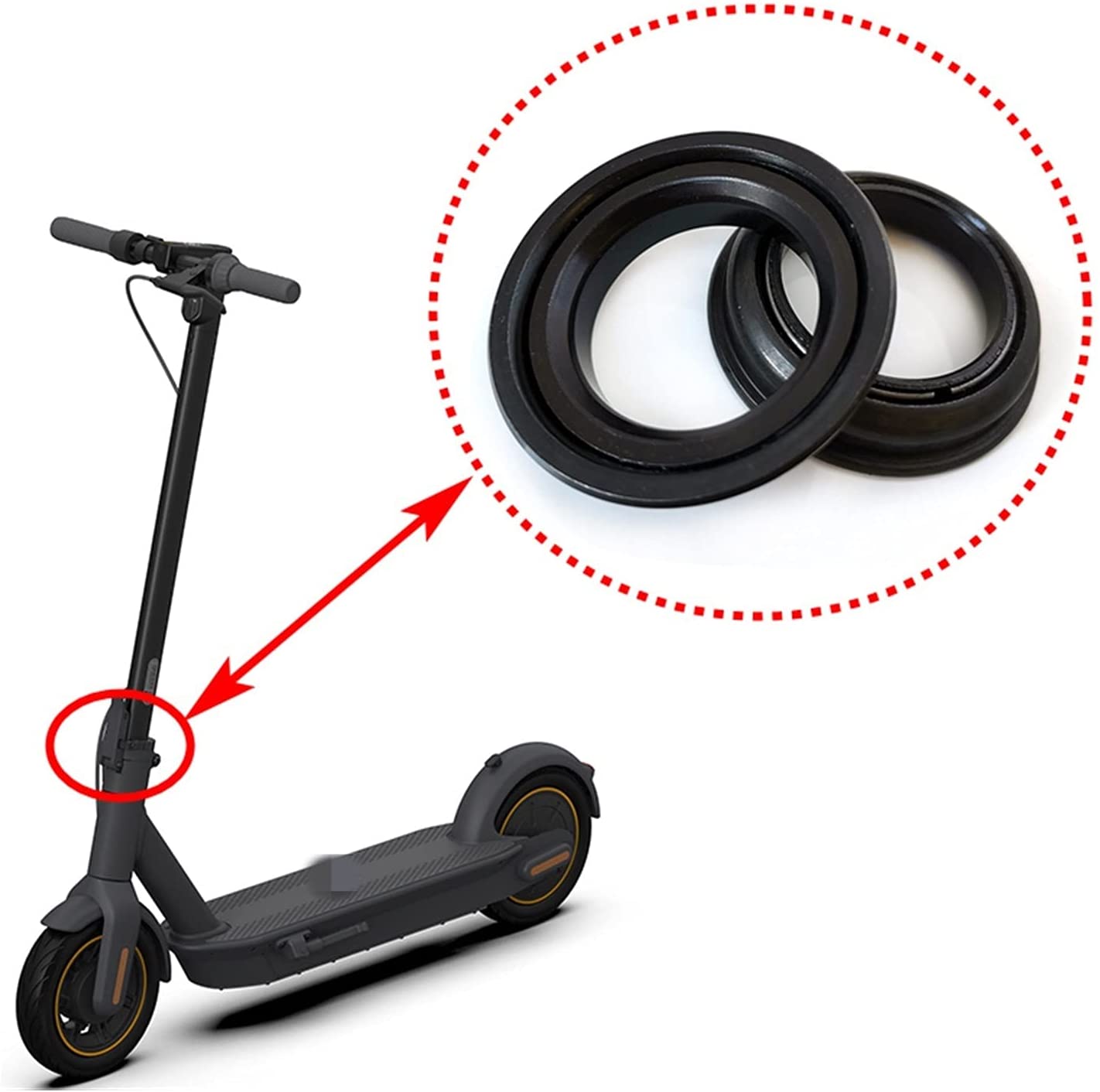 Ninebot G30D Lagerschale Front fork Vorderradgabelrohr Lenkkopflager mit Aluring Steuersatz Lenksatz Lenkungsring